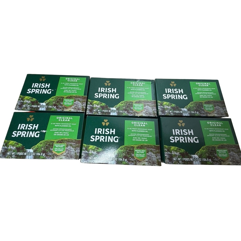 Irish Spring Original Clean Deodorant Soap 3.7oz Bars Lot of 6 Fresh Scent